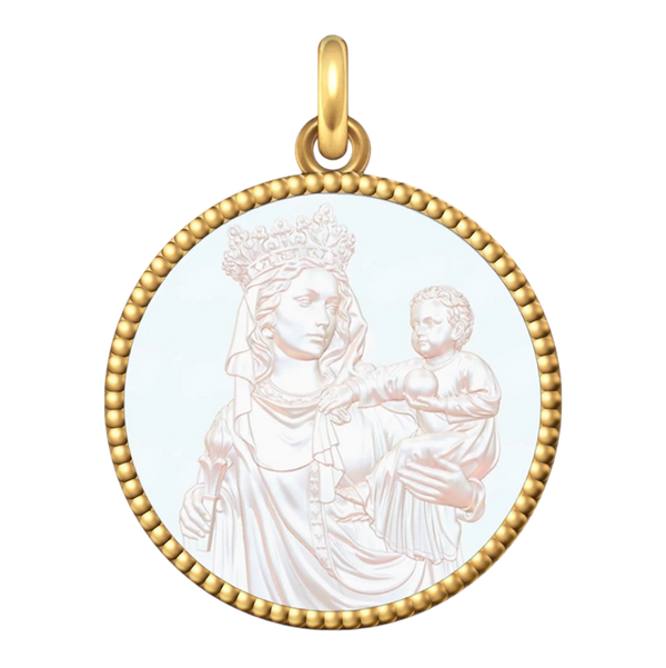 Beaded Border Medal: The Virgins and Child – Mother-of-Pearl & 18-karat Yellow Gold – view 16 – Manufacture Mayaud