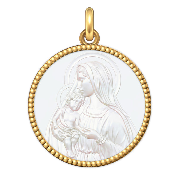 Médaille Entourage Perlé : Les Vierges à l'Enfant