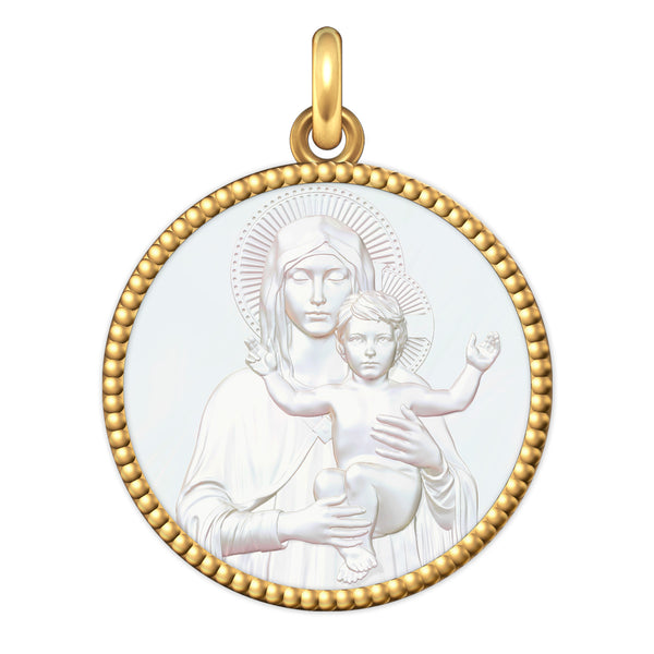 Médaille Entourage Perlé : Les Vierges à l'Enfant