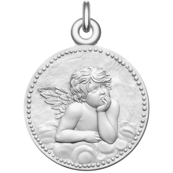 Médaille ange Raphaël perlée