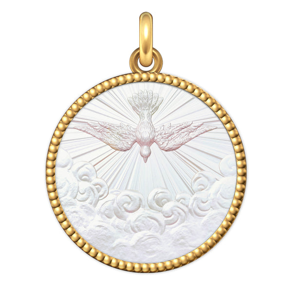 Médaille Colombe Divine Entourage Perlé