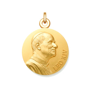 Médaille du pape Léon XIV en or jaune 18 carats, portrait de profil et inscription LEO XIV, Manufacture Mayaud
