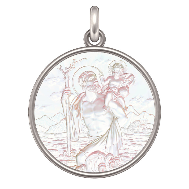 Médaille St Christophe ronde ajourée, 19 mm, Argent 925 Médaille St Christophe ronde ajourée, 19 mm, Argent 925
