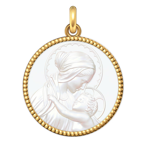 Médaille Entourage Perlé : Les Vierges à l'Enfant
