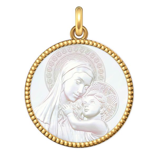 Médaille Entourage Perlé : Les Vierges à l'Enfant