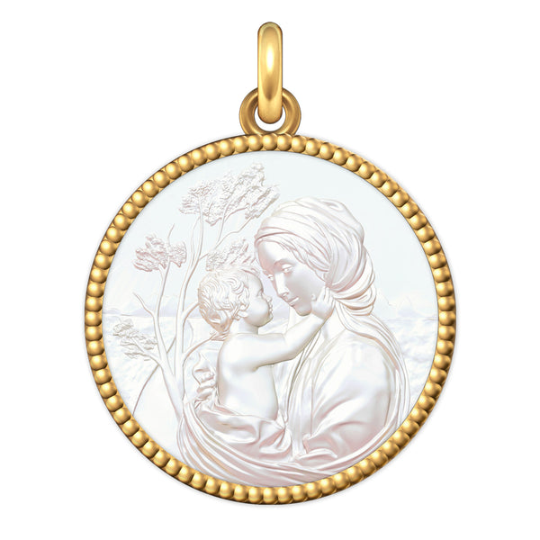 Médaille Entourage Perlé : Les Vierges à l'Enfant