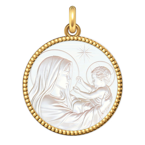 Médaille Entourage Perlé : Les Vierges à l'Enfant