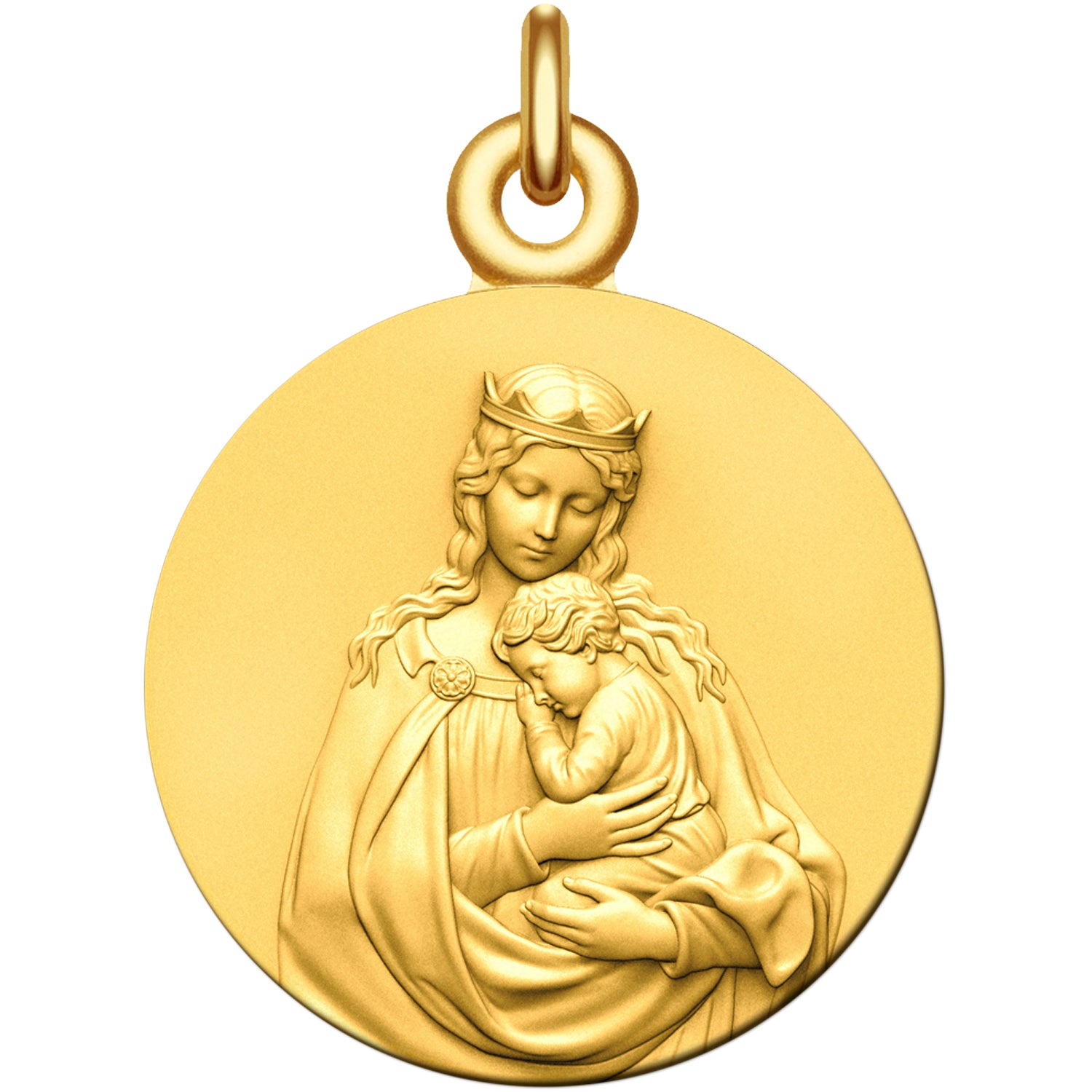 Médaille vierge à l'enfant | Or 18 carats