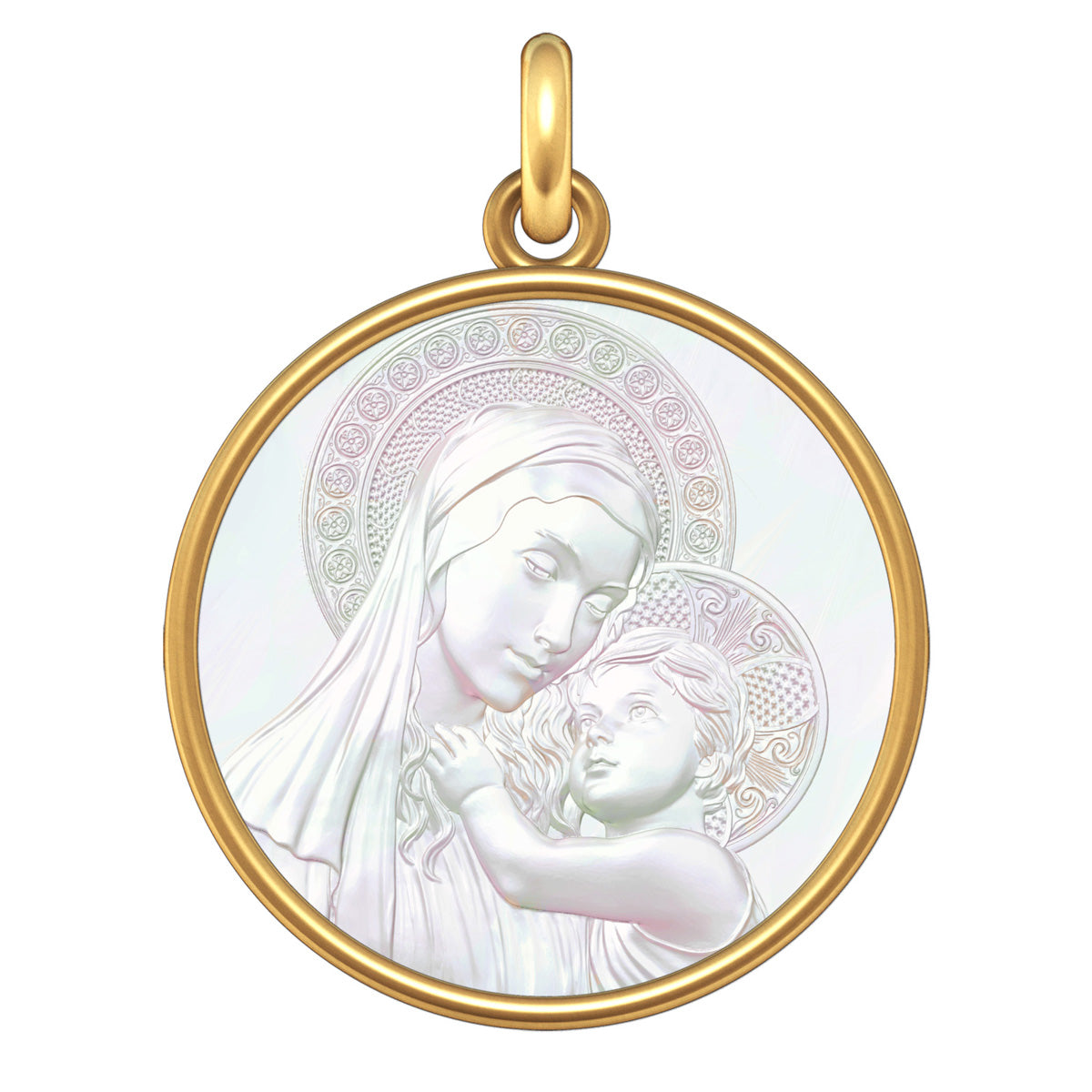 Medaille bébé Maison de la Médaille Médaille Vierge à l'enfant de  Botticelli - Or jaune 9ct sur