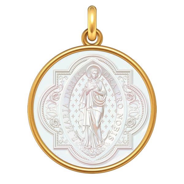 Médaille Vierge Immaculata sculptée RECTO VERSO